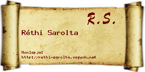 Réthi Sarolta névjegykártya